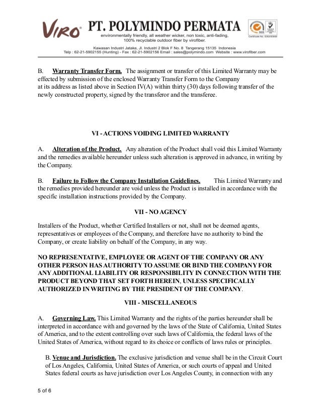 Letter Of Warranty Free Printable Documents