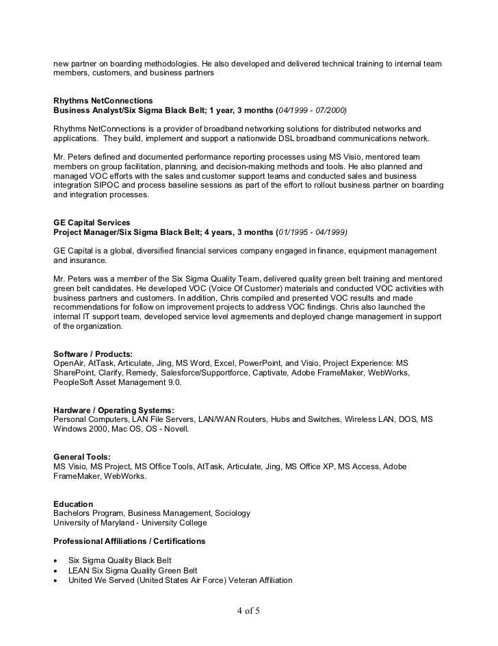 six sigma resumes