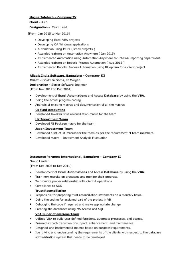Test Lead Resume Sample India Test Lead Resume Sample India