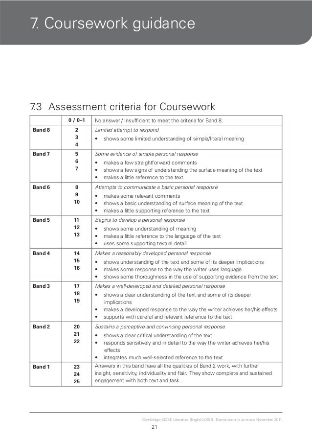 Cie coursework assessment summary form