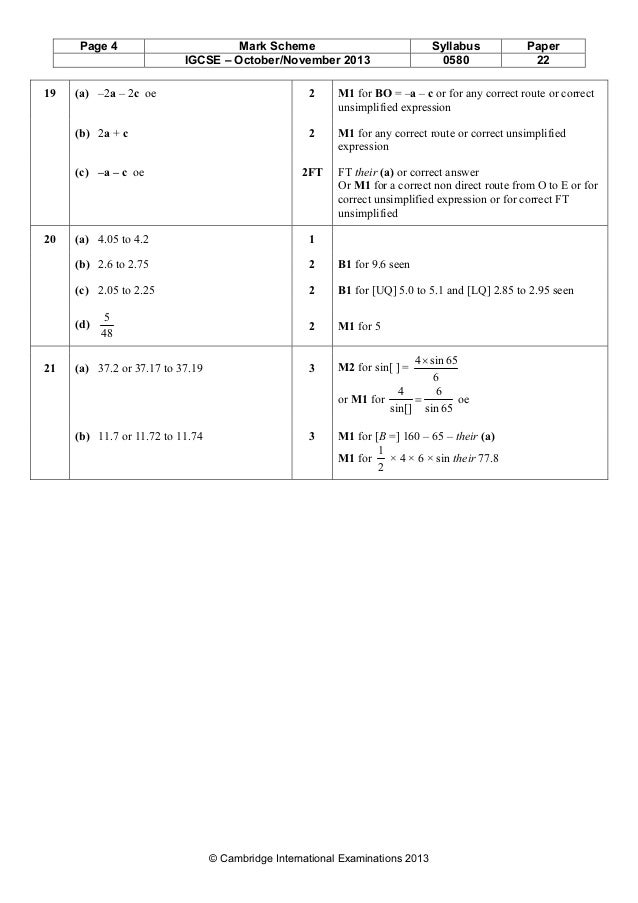 mathematics igcse 0580 mark scheme 0580/0581 mathematics 0580/02, 0581/02 paper 2 (extended), maximum raw mark 70 this mark scheme is published as an aid to teachers and students, to indicate the. mathematics igcse 0580 mark scheme 0580/0581 mathematics 0580/02, 0581/02 paper 2 (extended), maximum raw mark 70 this mark scheme is published as an aid to teachers and students, to indicate the.