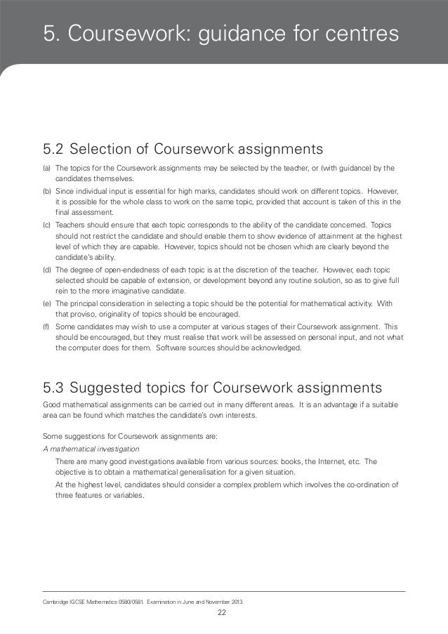 Coursework assessment criteria