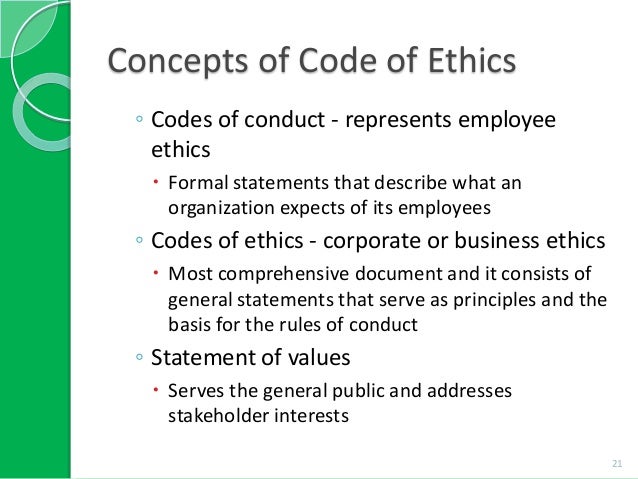 Define personal ethics statement