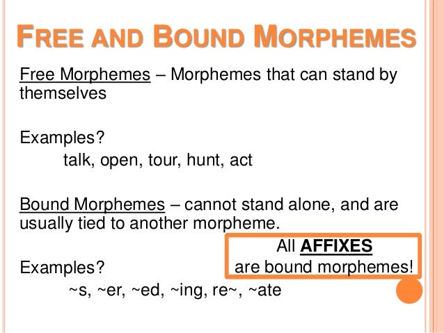 free and bound morpheme free and bound morpheme