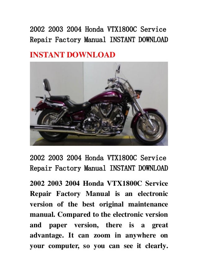 Honda Vtx 1800 Manual Download Free
