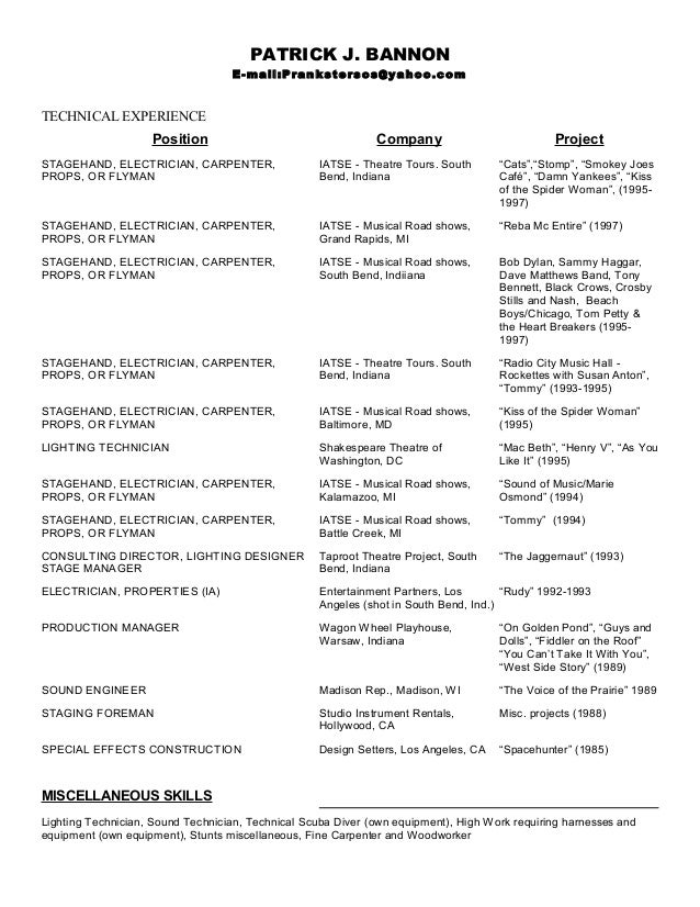 stage manager cover letter