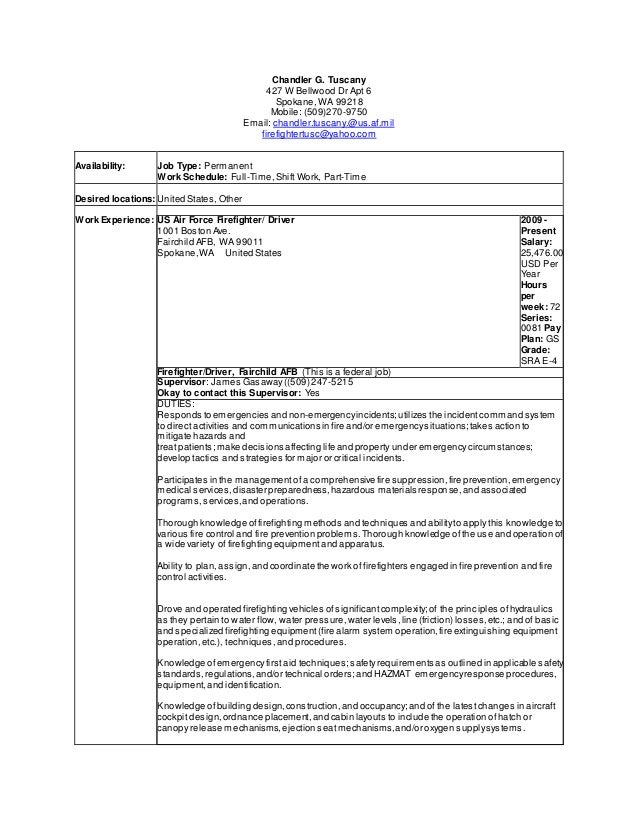 firefighter resumes