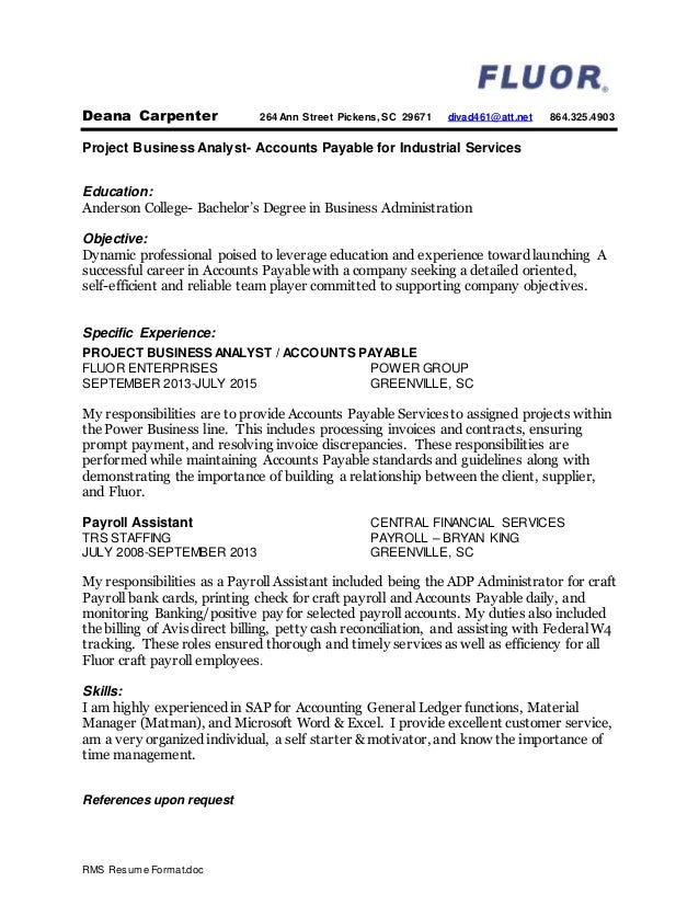 Resume carpenter job description