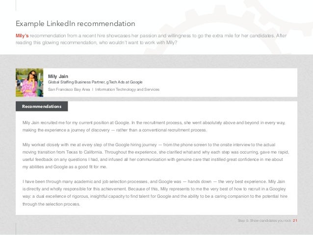 linkedin recommendation examples