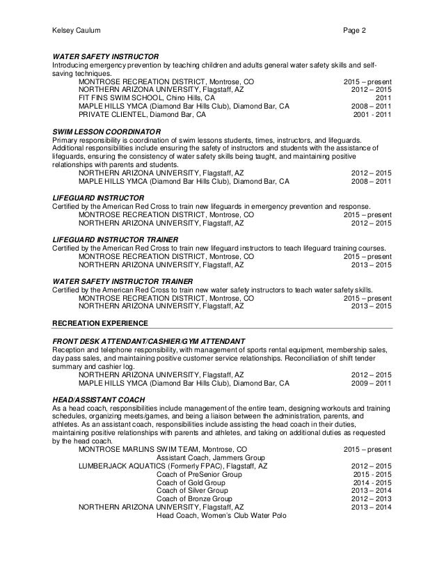 lifeguard resume description