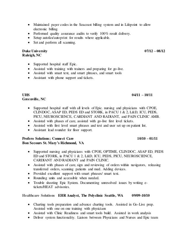 Epic Asap Analyst Resume Epic Asap Analyst Resume