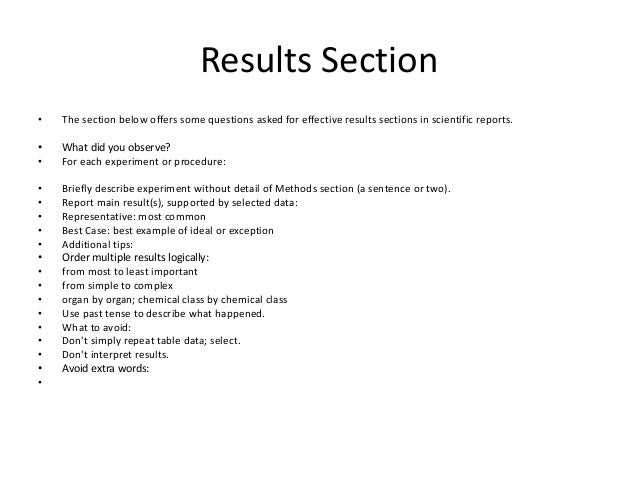 Lab report results section