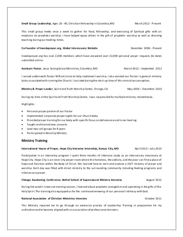 pastors resumes