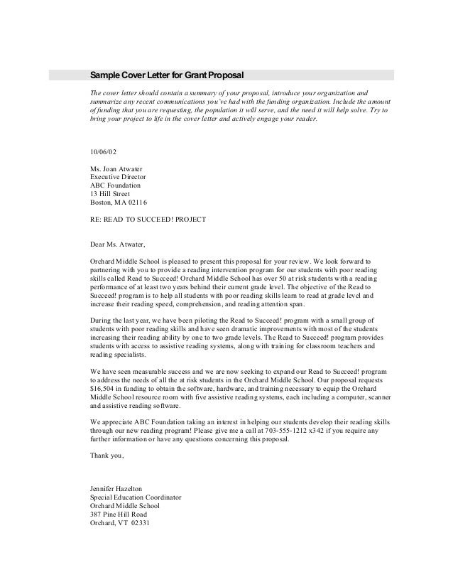 Sample artist grant proposal cover letter