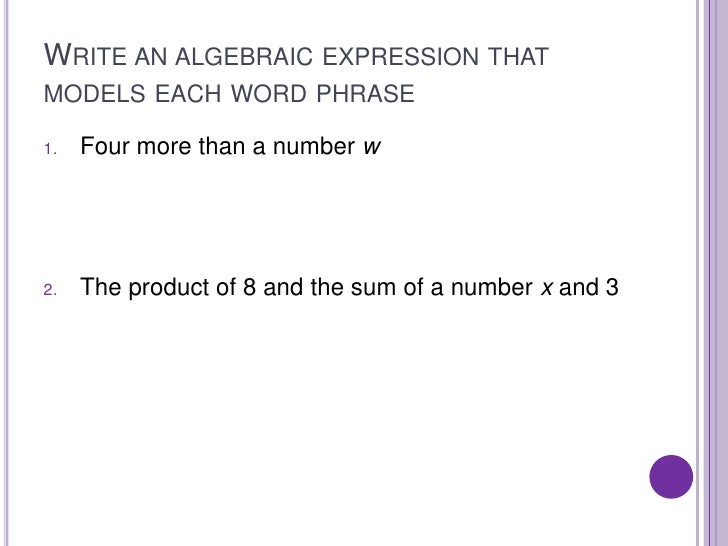 1.3 Algebraic Expressions