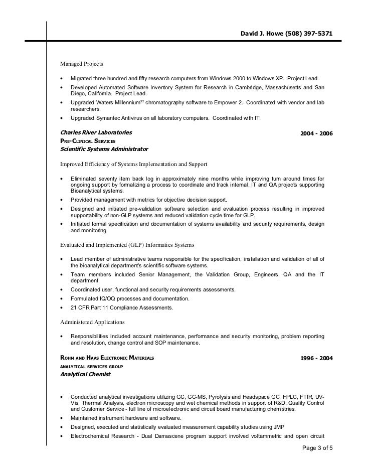 research chemist resumes