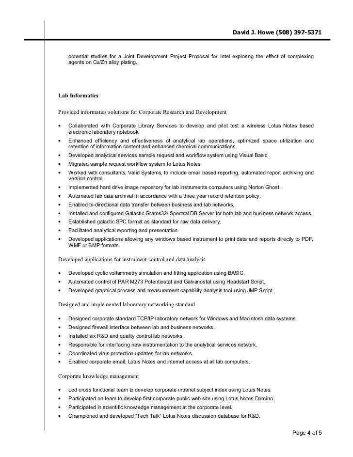 Sample resume for lab chemist