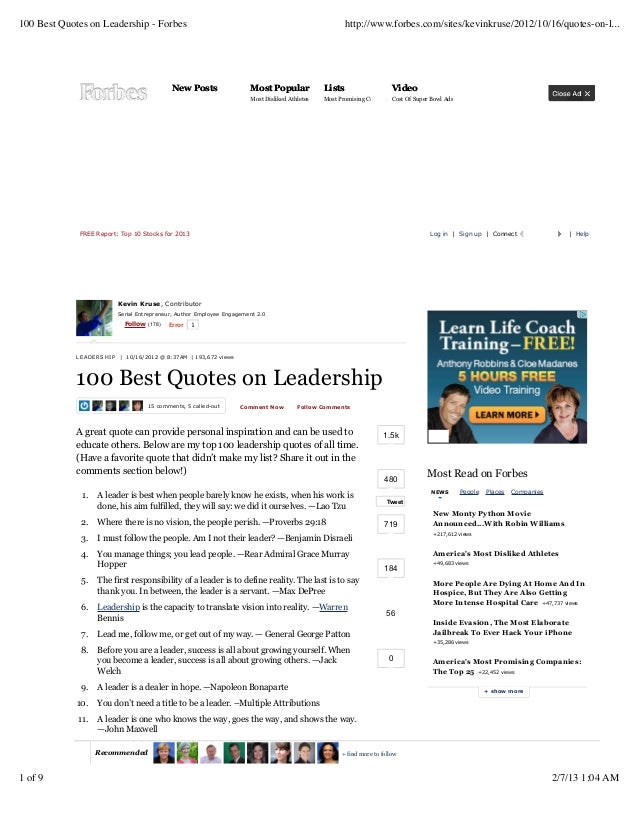 100 best quotes on leadership forbes 100 best quotes on leadership forbes