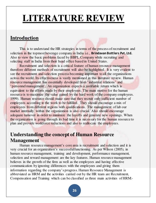 Literature Review Of Recruitment And Selection