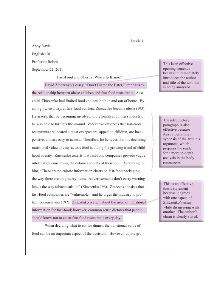 Fast Food Argumentative Essay