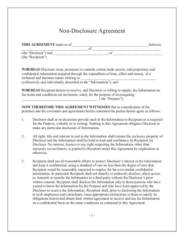 Non Disclosure Agreement Or Confidentiality Agreement Confidentiality And Nondisclosure Agreement Template