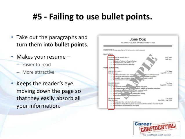 bullet points on resumes