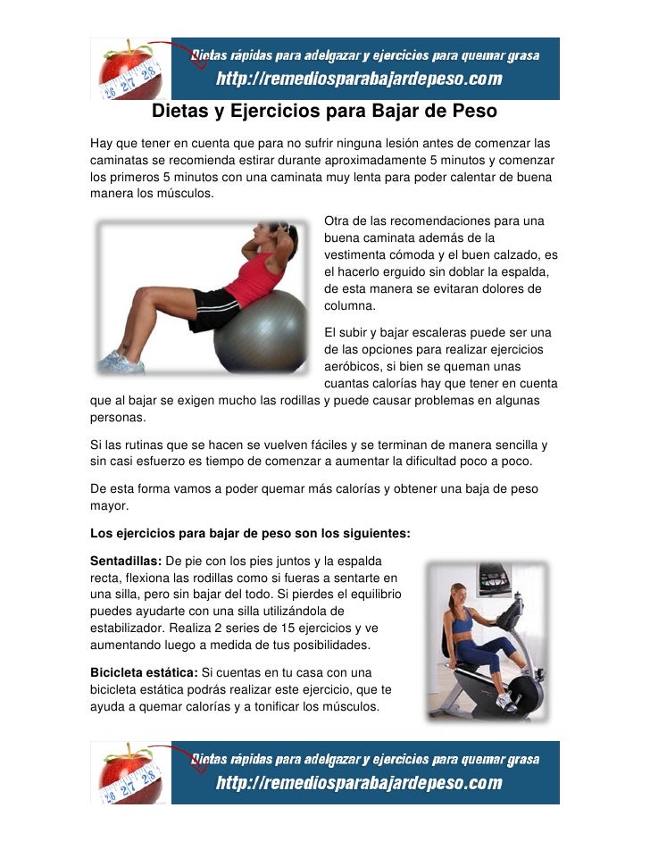 dietas y ejercicios para bajar de peso dietas y ejercicios para bajar de peso
