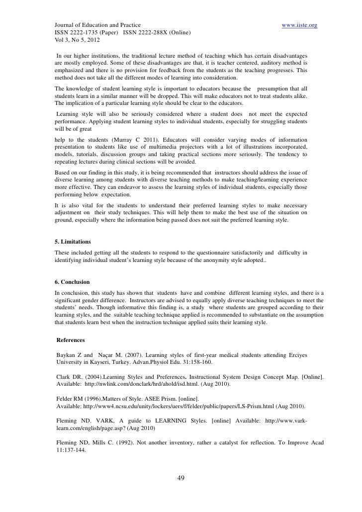learning styles of engineering students of In this study, it was aimed to explore learning styles of third year mechanical engineering students and also their perception of profession ninety-nine third year. learning styles of engineering students of In this study, it was aimed to explore learning styles of third year mechanical engineering students and also their perception of profession ninety-nine third year.