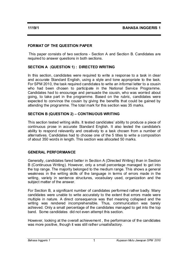 Sample english essay spm paper 1 section b