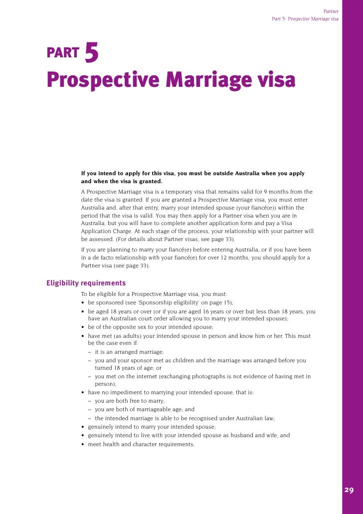 australia visa prospective mariage
