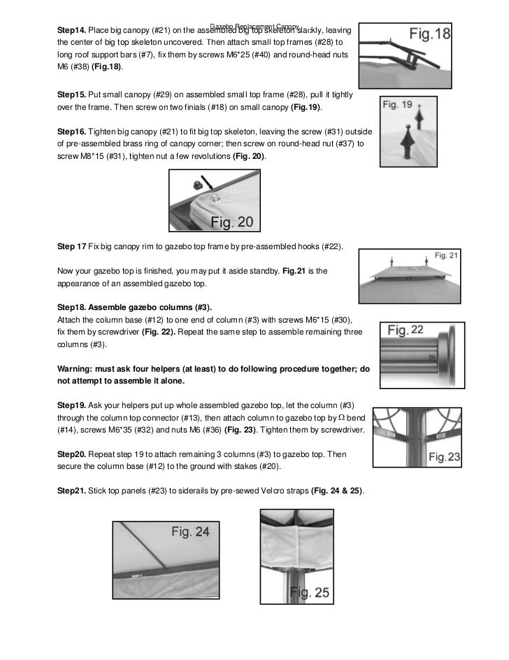 Sunjoy Grand Casual Gazebo Assembly and Instructions Manual