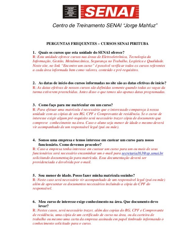 Curso de informatica senai