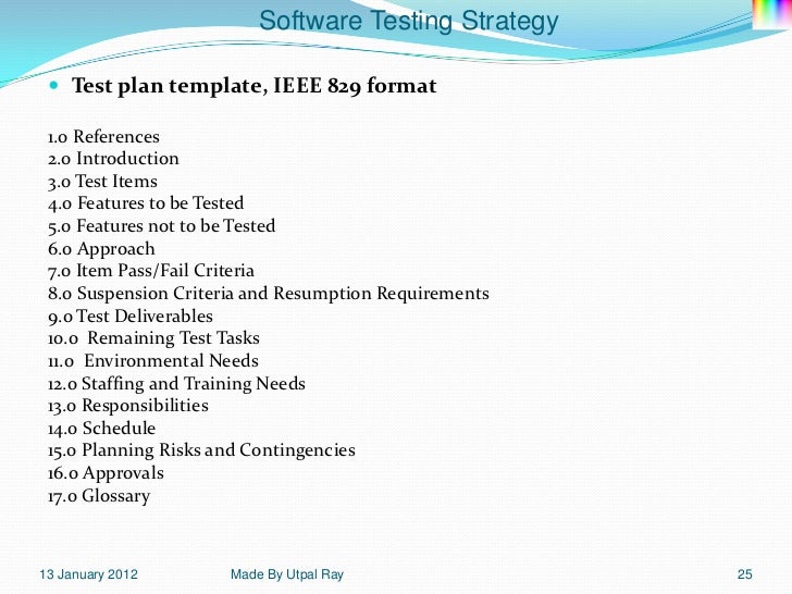 software testing plan template