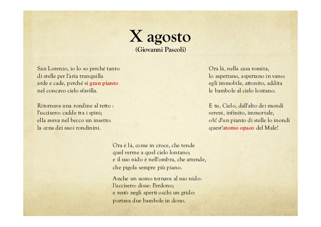 Analisi Del Testo Di X Agosto Il testo poetico