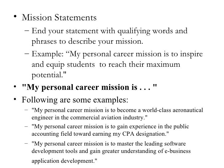 Personal mission statement templates