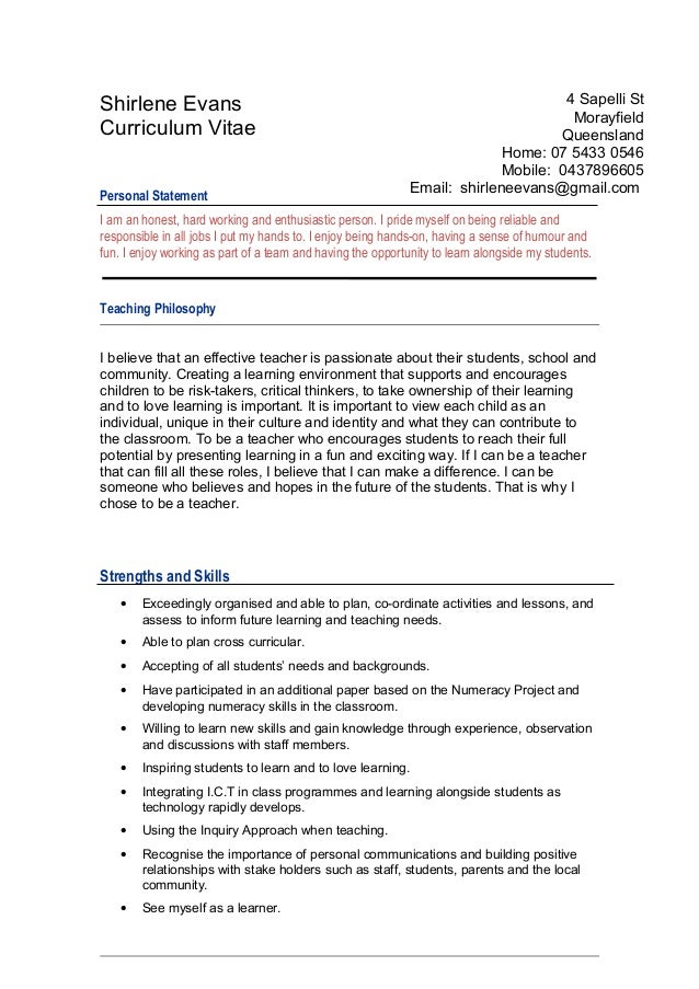 cv examples uk personal statement