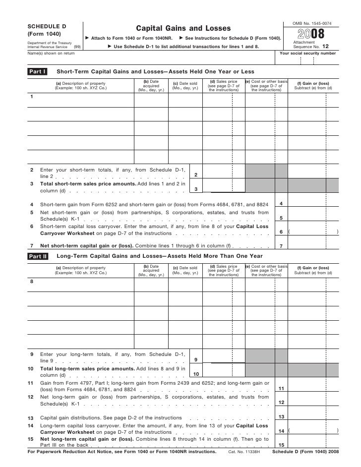Form 1040, Schedule DCapital Gains and Losses Worksheet Template Tips