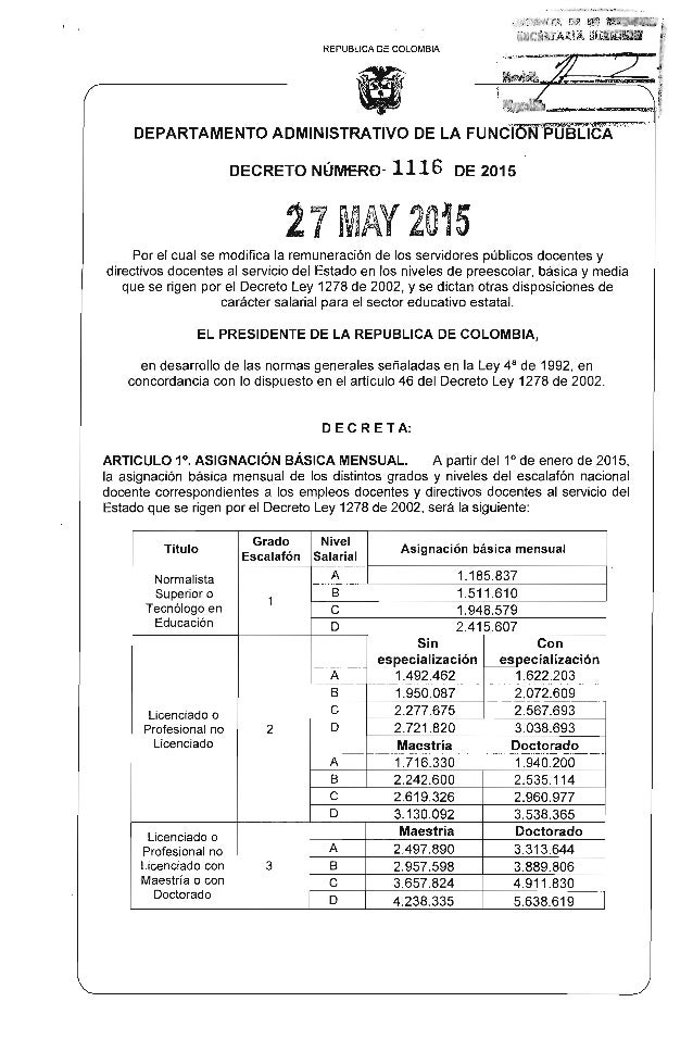 Tabla Salarial 1278 Del 2015 Decreto 1116 Del 27 De Mayo | tabla salarial 1278 del 2015 decreto 1116 del 27 de mayo Tabla Salarial 1278 Del 2015 Decreto 1116 Del 27 De Mayo | tabla salarial 1278 del 2015 decreto 1116 del 27 de mayo