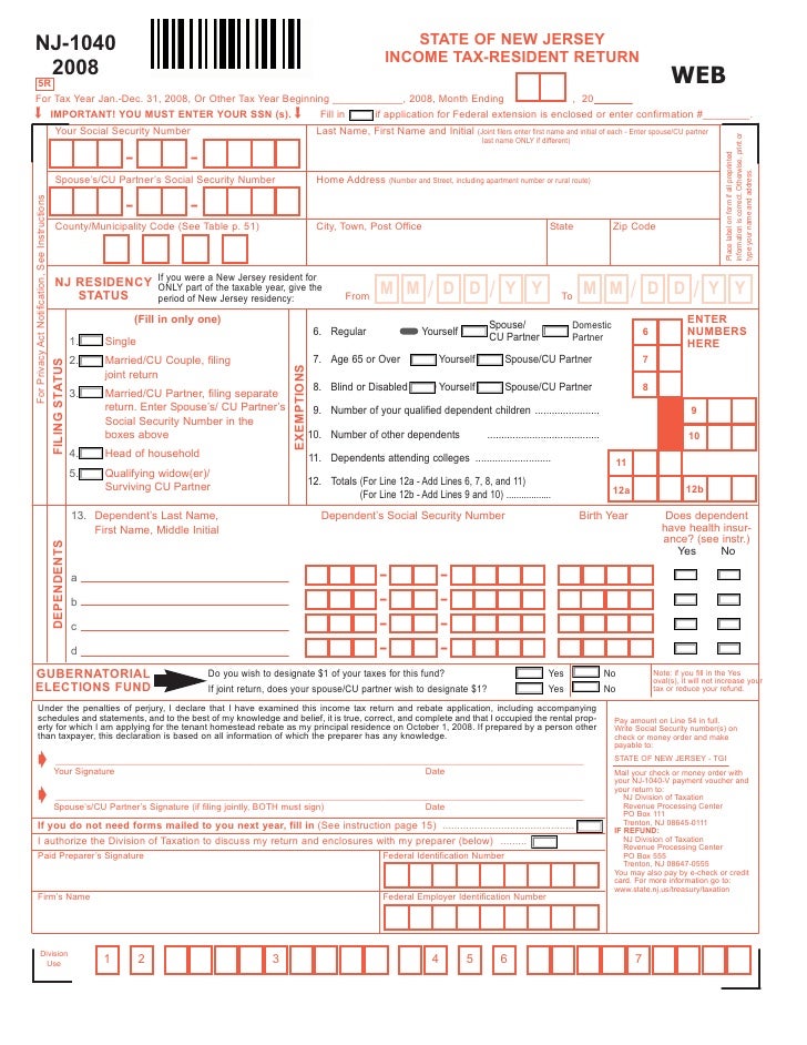 NJ Resident Income Tax Return NJ Resident Income Tax Return