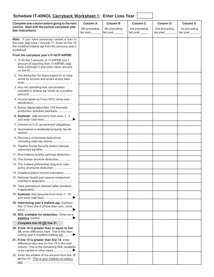 example carryback nol form