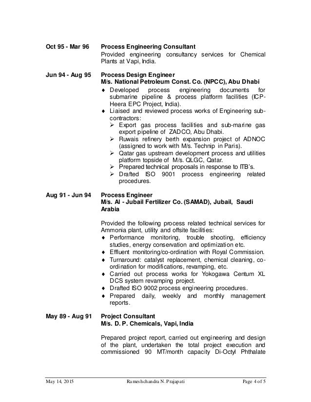 process engineer resume sample
