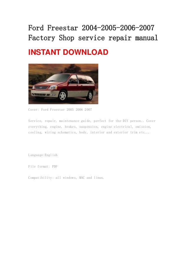2004 Ford freestar owners manual online #1