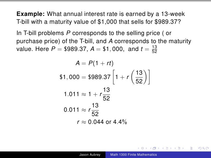 Math 1300: Section 3-1 Simple Interest