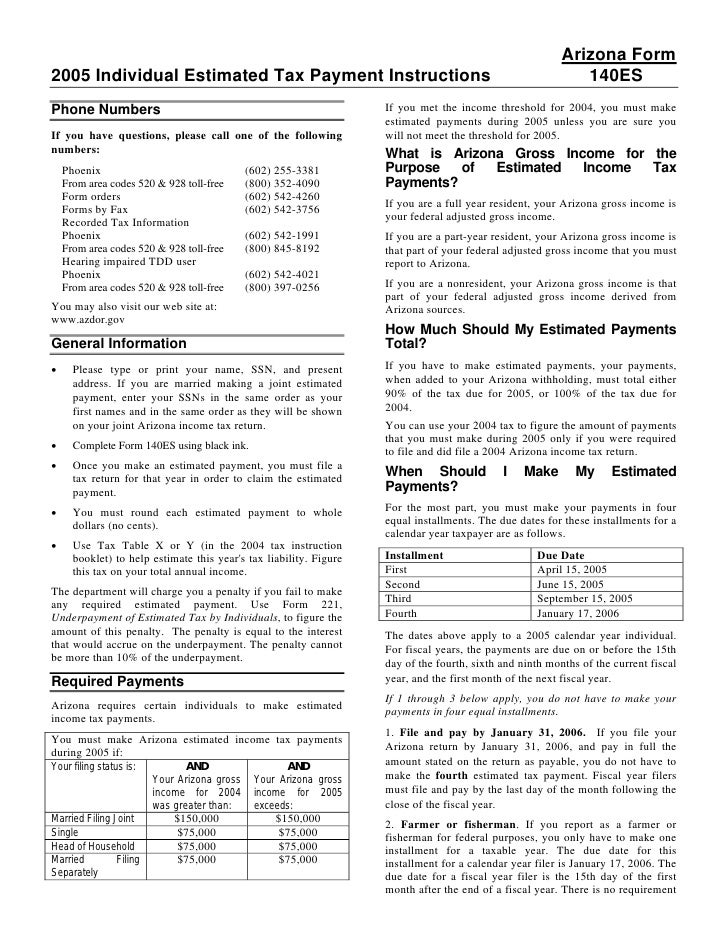 2005 form arizona 140