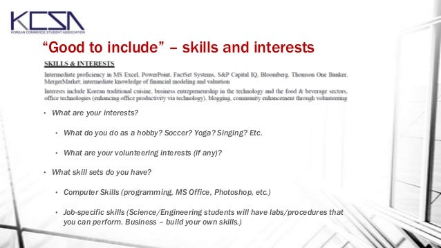 interests for a resumes