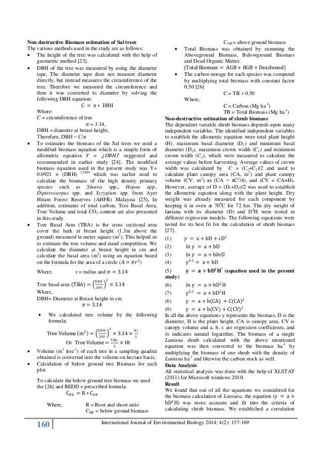 of form use biomass method