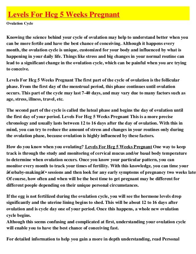 Levels For Hcg 5 Weeks Pregnant