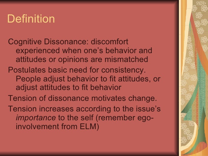 an analysis of leon festingers theory of cognitive dissonance Cognitive dissonance theory was first described in the 1957 by social psychologist leon festinger the term describes the unpleasant feeling arising from an awareness of a difference between what we feel or believe and how we are actually acting. an analysis of leon festingers theory of cognitive dissonance Cognitive dissonance theory was first described in the 1957 by social psychologist leon festinger the term describes the unpleasant feeling arising from an awareness of a difference between what we feel or believe and how we are actually acting.