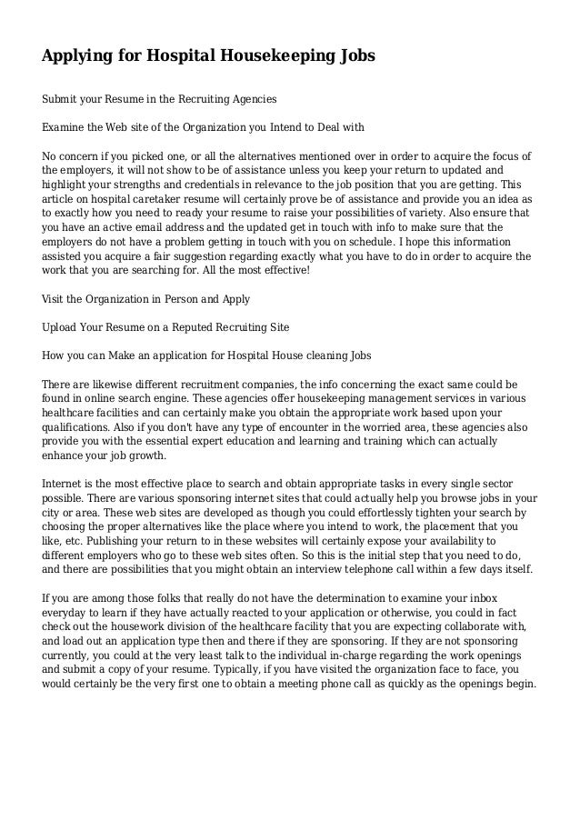 housekeeping cv sample