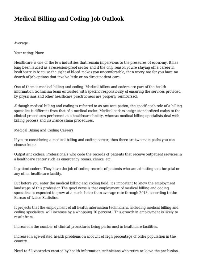 Medical Billing and Coding Job Outlook